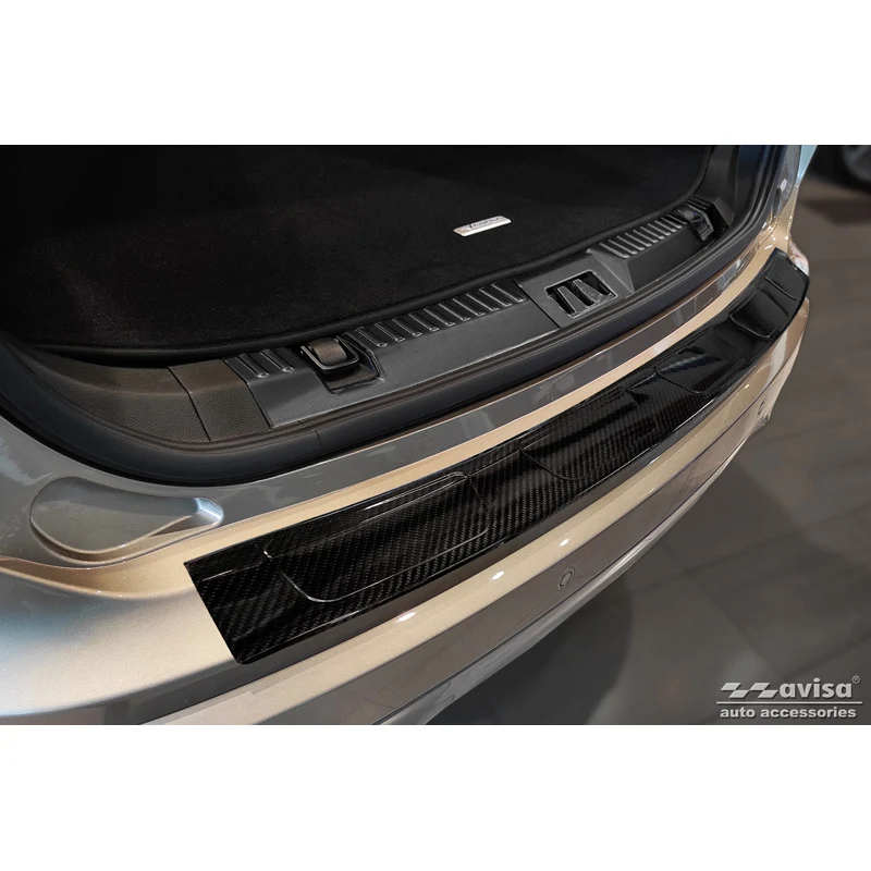 Avisa, Bakre stötfångarskydd, 3D äkta kolfiber, passar Ford Edge II Facelift 2018- inkl. ST-Line & Vignale "Revben"