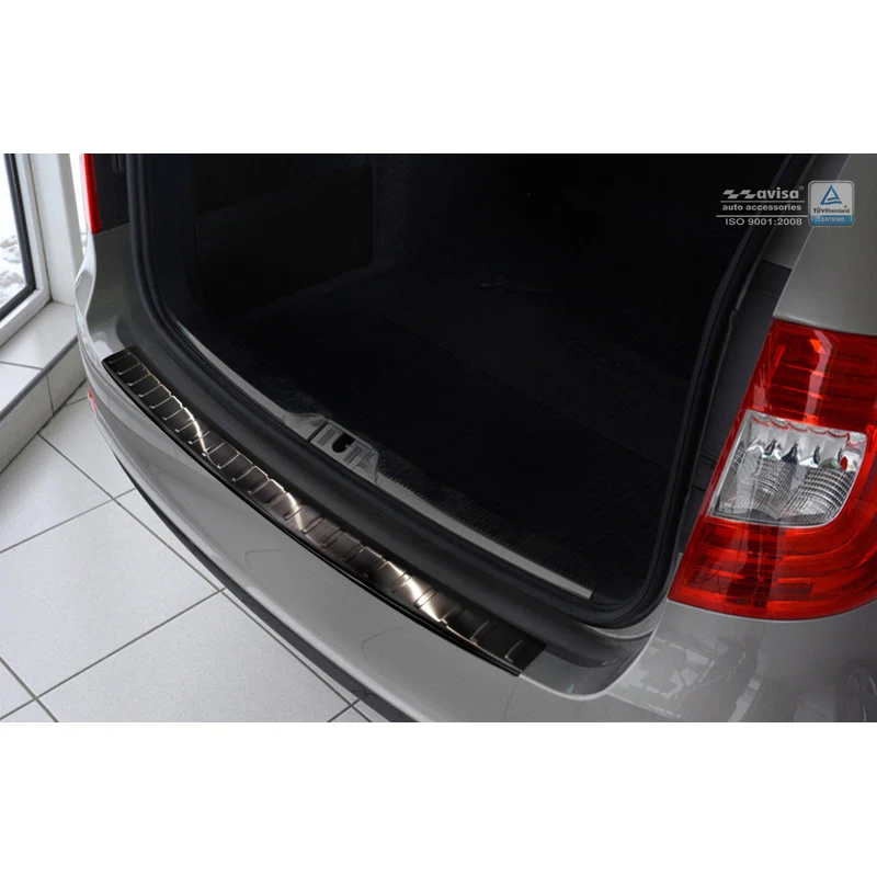 Avisa, Bakre stötfångarskydd, Svart, Rostfritt stål, passar Skoda Superb Kombi 2013-2015 'Ribs'