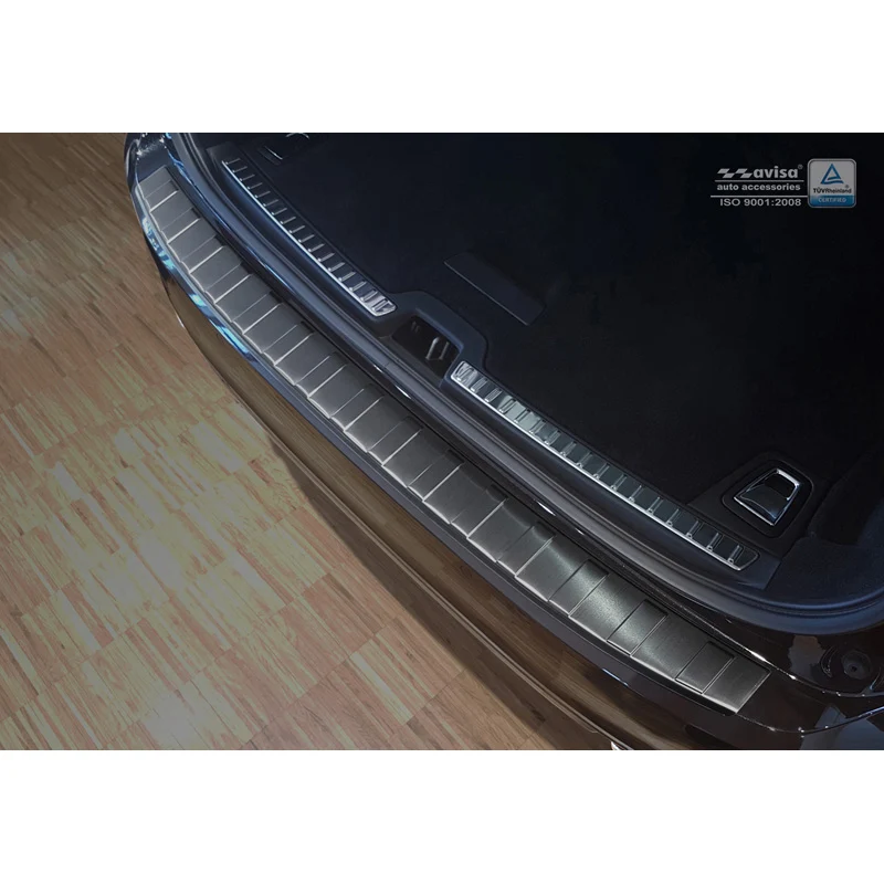 Avisa, Bakre stötfångarskydd, Svart, Rostfritt stål, passar Volvo V90 9/2016- 'Revben'