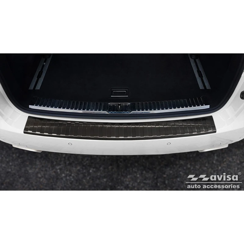 Avisa, Bakre stötfångarskydd, Svart, Rostfritt stål, passar Porsche Cayenne II 2010-2014 & FL 2014- 'Revben'