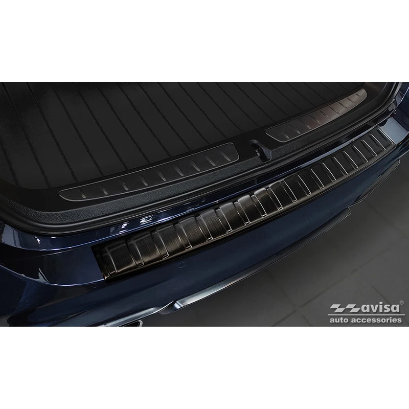 Avisa, Bakre stötfångarskydd, Svart, Rostfritt Stål, Passar BMW 3-serie (F31) Touring 2012-2015 & FL 2015-2019 'Revben'