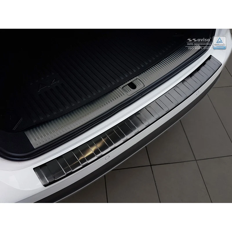 Avisa, Bakre stötfångarskydd, Svart, Rostfritt stål, passar Audi A4 B9 Allroad 2016-2019 & FL 2019- 'Revben'