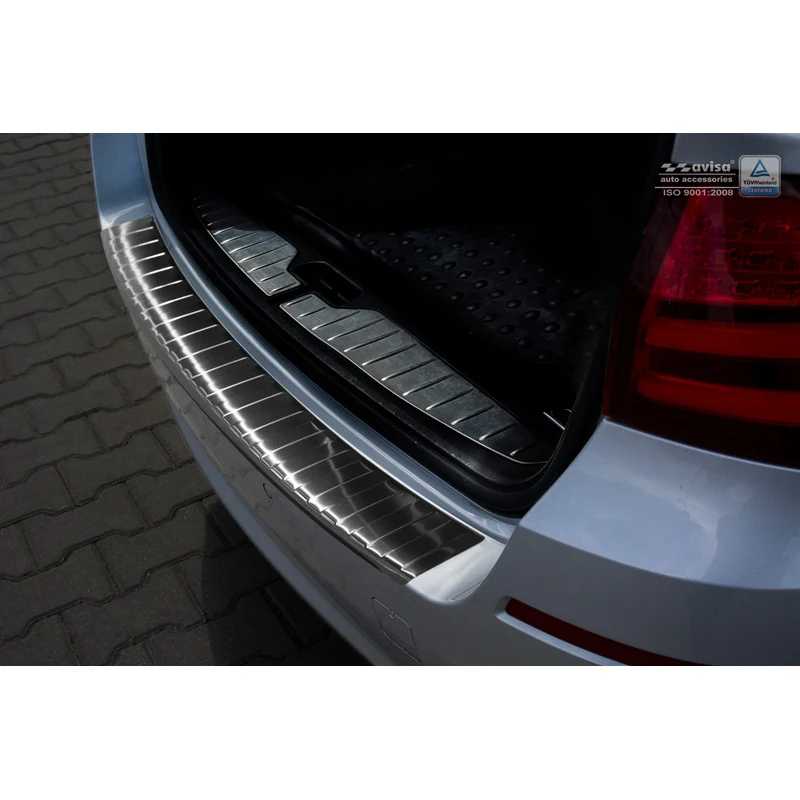 Avisa, Bakre stötfångarskydd, Svart, Rostfritt stål, passar BMW 5-serie F11 Touring 2010- 'Revben'