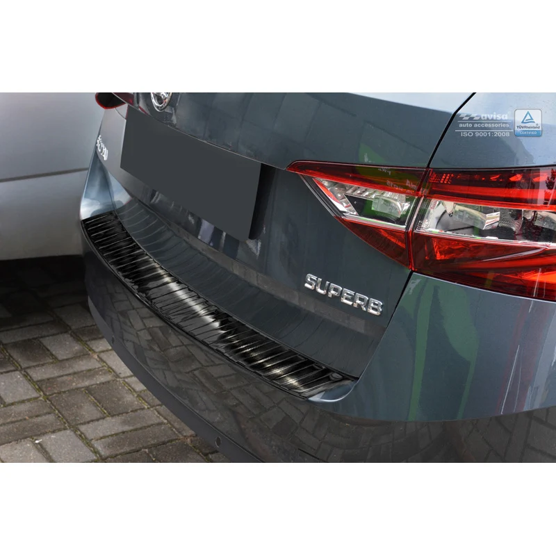 Avisa, Bakre stötfångarskydd, Svart, Rostfritt stål, passar Skoda Superb III Combi 2015-2019 & Facelift 2019-2024 inkl. Scout "kubansk"