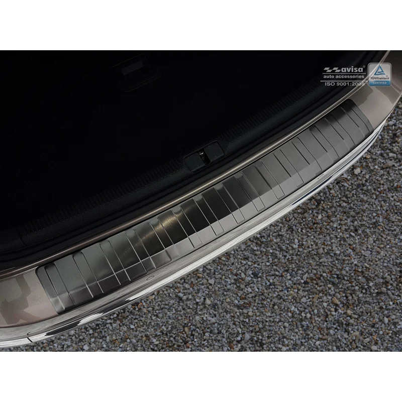 Avisa, Bakre stötfångarskydd, Svart, Rostfritt stål, passar Volkswagen Passat 3C Variant 2011-2014 'Revben'