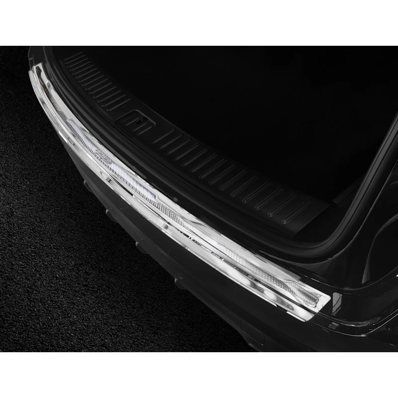 Avisa, Bakre stötfångarskydd, DeLuxe, Rostfritt stål, passar Porsche Cayenne III 2017- 'Performance' Silver Mirror/Silver Carbon