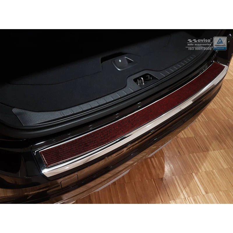 Avisa, Bakre stötfångarskydd, DeLuxe, Rostfritt stål, passar Volvo XC60 2013-2016 Krom/Röd-Svart Kol