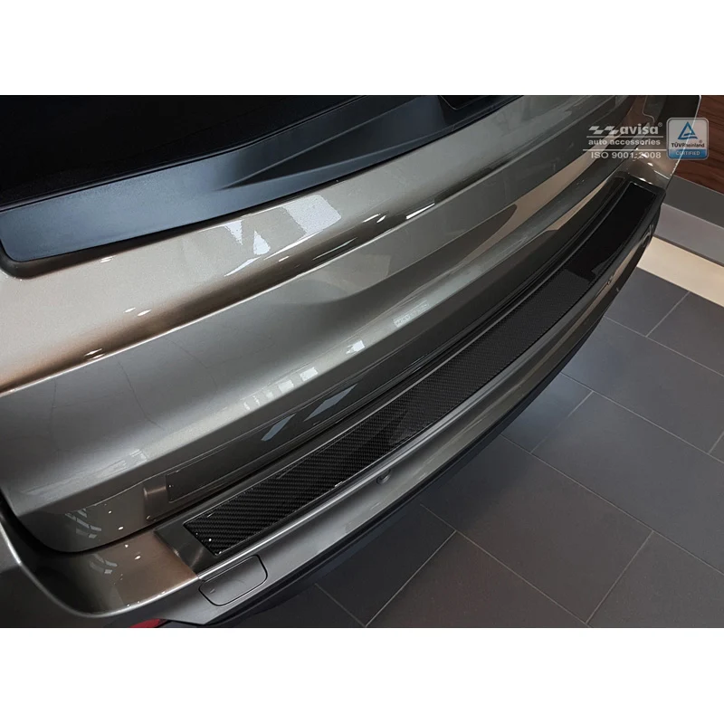 Avisa, Bakre stötfångarskydd, DeLuxe, Rostfritt stål, passar BMW X5 (F15) 2013-2018 Svart/Svart kolfiber