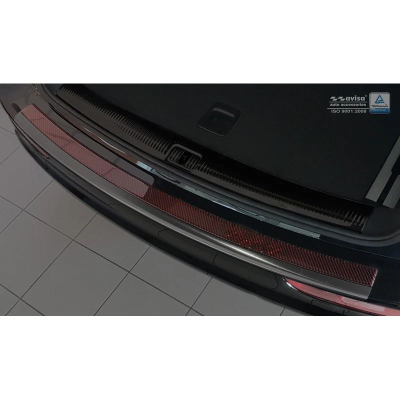 Avisa, Bakre stötfångarskydd, DeLuxe, Rostfritt stål, passar Audi Q5 2008-2016 Svart/Röd-Svart Carbon