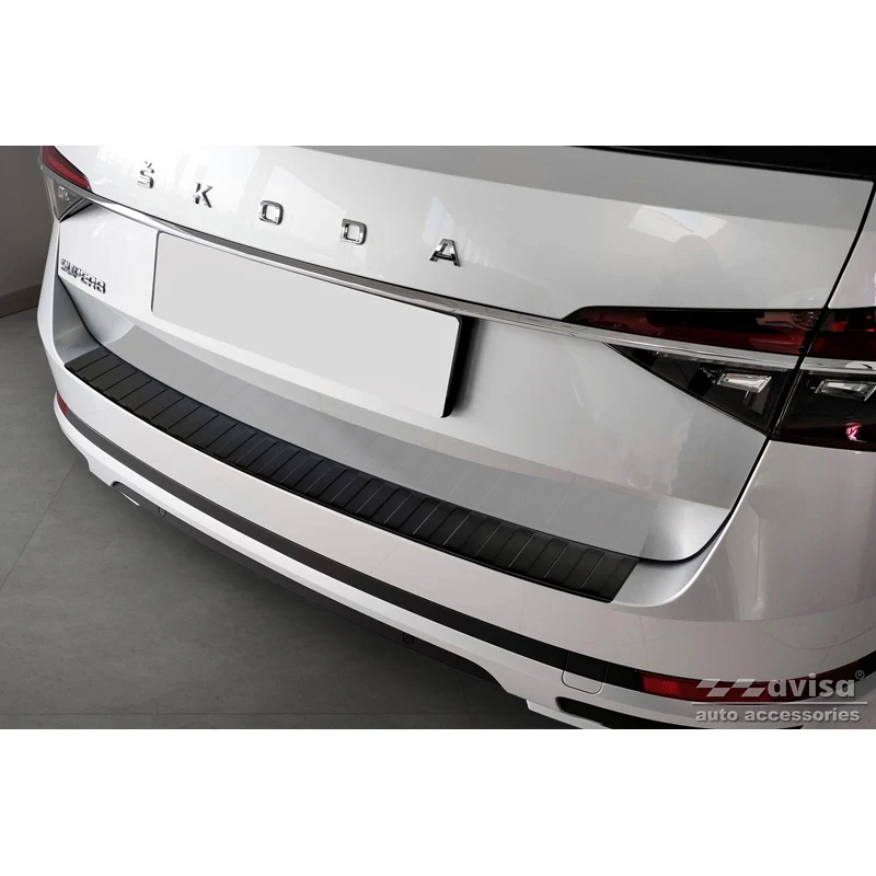 Avisa, Bakre stötfångarskydd, Matt Svart, Rostfritt stål, passar Skoda Superb III Combi 2015-2019 & Facelift 2019-2024 inkl. Scout "kubansk"