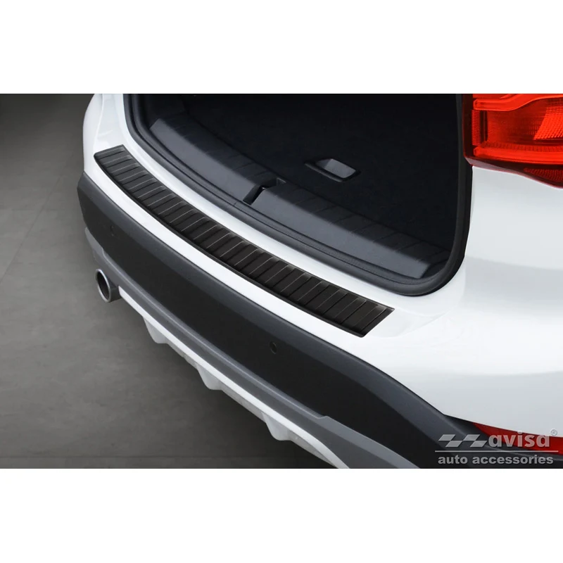 Avisa, Bakre stötfångarskydd, Matt Svart, Rostfritt Stål, Passar BMW X1 (F48) 2015-2022 'Revben'