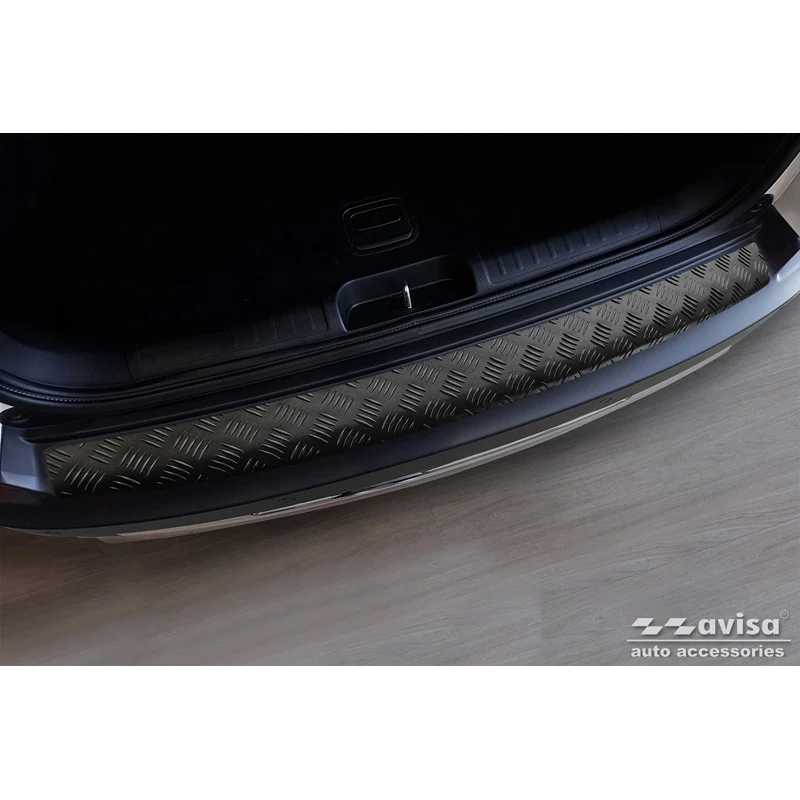 Avisa, Bakre stötfångarskydd, mattsvart, alu, passar Jeep Cherokee Facelift 2018- 'Riffled Plate'
