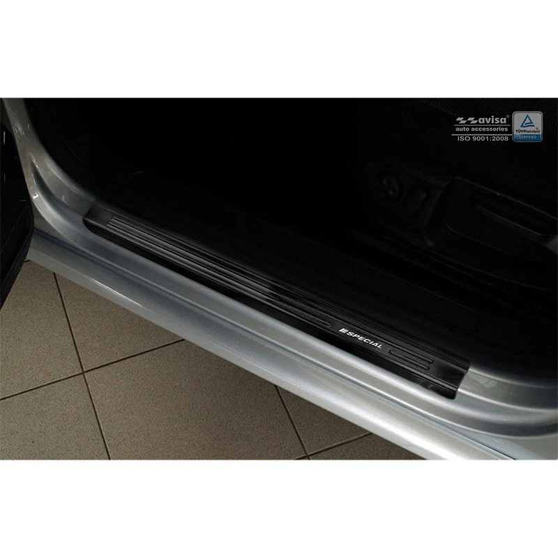 Avisa, Tröskelskydd, Svart, Rostfritt stål, passar Volkswagen Passat 3C 2005-2014 - 'Special Edition' - 4 delar