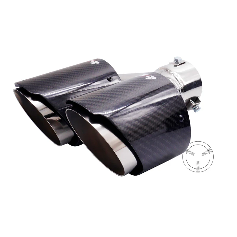 Simoni Racing, Ändrör, Dubbel Höger Rund/Sned Inox & Carbon - Ø102xL215-230mm - Installation ->40-63mm