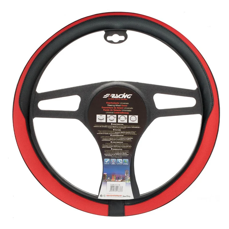 Simoni Racing, Läderrattkåpa - Svart/Röd - 37-39cm