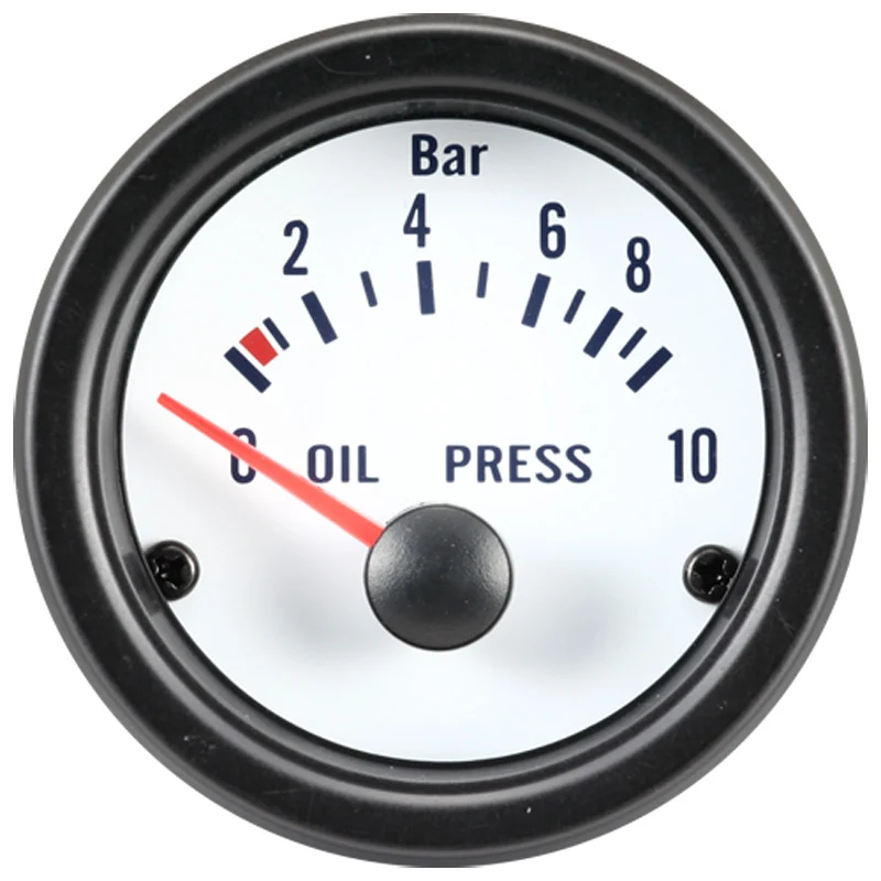 AutoStyle, Classic White Oil tryckmätare - 52mm - 0-10 bar