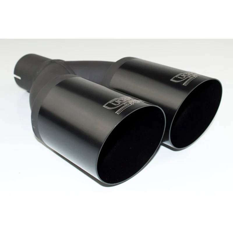 Ulter Sport, Ändrör - Dubbel rund Ø80mm Sned - Längd 280mm - Installation ->55mm - Black Inox